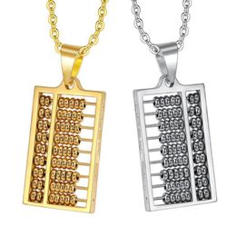Charms Drop Unisex Gold Color Abacus Necklace Stainless Steel Ancient China Counting-frame Necklaces Pendants Gift JewelryCharms