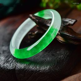 Bangle Natural Sun Green Jade Original Ecological Pattern Floating Flower Bracelet Jewellery Accessories Lucky Gift