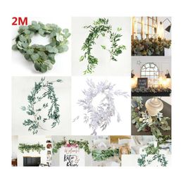 Decorative Flowers Wreaths Artificial Fake Eucalyptus Garland Long Leaf Plants Greenery Foliage Home Decor Willow Plant Foliage1 D Dh7Kc