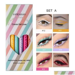 Eye Shadow/Liner Combination Handaiyan 6 Coloured Eyeliner Pencil Set Rotate Cream Gel Waterproof High Pigment Longlasting Makeup Li Dhrq1