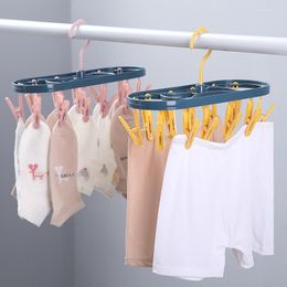 Hangers 12 Clips Folding Clothes Dryer Hanger Children Adults Windproof Socks Underwear Plastic Drying Rack