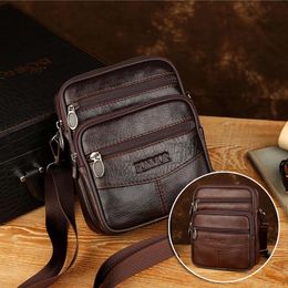 Briefcases Vintage Leather Bags For Man Genuine Crossbody Bag Fashion Men Casual Single Shoulder Male Small Messenger