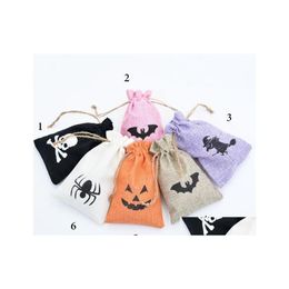 Other Event Party Supplies Christmas Halloween Canvas Gift Candy Wrap Dstring Bags Xmas Kids Gifts Pouch Santa Snowman Witch Pumpk Dhsr1