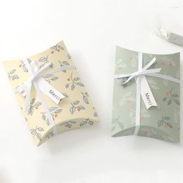 Gift Wrap Feiluan Store 50pcs Yellow /green Colour 14x10x2.8cm DIY Pillow Box Beautiful Style Cute Shape Can Custom Moq 1000pcs