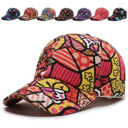 Ball Caps Sports Adjustable Four Seasons Men Women Baseball Hats Cartoon Print Sunscreen Lip Floral Cap