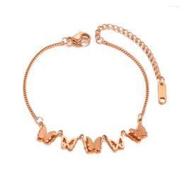 Charm Bracelets Titanium Stainless Steel CZ Crystal Chain Link For Women Bohemia 5Pcs Butterfly Animal Bracelet B21015