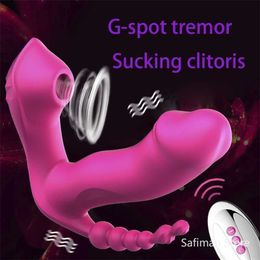 Sex toys Massager 3 in 1 Wearable Sucking Dildo Vibrator G-spot Clitoris Stimulator Orgasm Anal Viginal Machine Toys for Women
