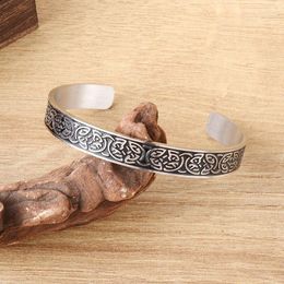 Bangle High Quality Stainless Steel Vintage Viking Rune Pattern For Men And Women Nordic Amulet Jewelry