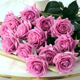 Decorative Objects Figurines 7pcslot Artificial Flowers Decor Rose Silk Floral Latex Real Touch Wedding Bouquet DIY Home Party Design 230110