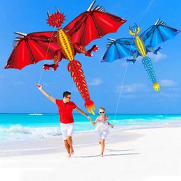 Hot 160cm / 64inches LED Dragon Kite Wind Animal Kites Flying Outdoor Fun Toy For Adults Children With Handle Line Factory 0110