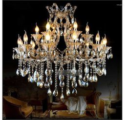 Chandeliers Cognac Crystal Chandelier Lighting Maria Theresa Light LED 18arms D95cm H90cm El Restaurant Hanging