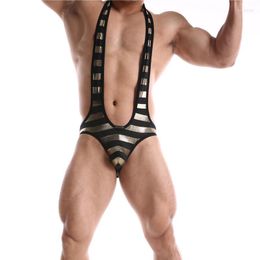 Undershirts Men Undershirt Bodysuit Open BuUnderwear Sexy Wrestling Suit Men's One-Piece Jumpsuit Suspender Teddies Underwear