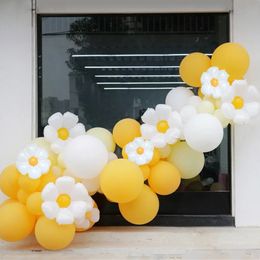 Other Decorative Stickers 60Pcs Cream Yellow Daisy Balloons Garland Baby Shower Party Decorations Kids Birthday Cute Foil 230110