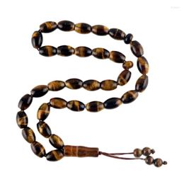 Link Bracelets Natural Stone Tiger Eye Beads Islamic Rosary Muslim Tasbih 33 Misbaha Tesbih Bracelet 8 12mm