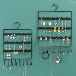 Jewellery Pouches Organiser Stand Wall Mounted Storage Wrought Iron Earring Hanging Holder Keys Towels Bathroom Rack