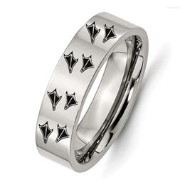 Wedding Rings 8mm / 6mm Drop Engraved Duck Feet Decal High Polish Titanium Steel For Men Women Anniversary Jewellery