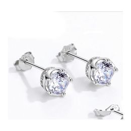 Stud White Earrings Women Girls Sier Wedding Jewelry Birthday Gift Drop Delivery Ot8Pn