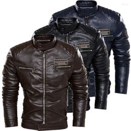 Racing Jackets Mens Vintage Jacket Men Fashion Biker Leather Male Coat Winter Fleece Pu Overcoat Clothing Keep Warm