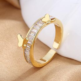 Cluster Rings 2023 S925 Sterling Silver Light Luxury Charm Butterfly Zircon Open Ring For Women Fashion Wedding Gift Jewellery