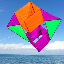 Kites Outdoor Fun Sports For Kids Adults Power3D Stereo Baskets BOX Kite nt Single Line With Handle Ropes 0110