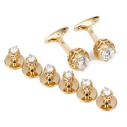 Cuff Links Cufflinks For Men Tomye Xk19S145 8 Pcs Luxury Zircon High Quality Shirt Gold Wedding Jewelry Christmas Gifts Drop Deliver Dhxir