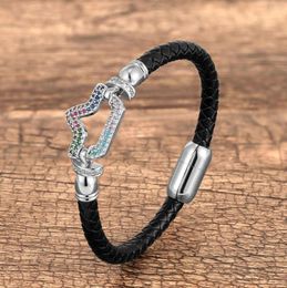 Charm Bracelets Trendy Genuine Leather Bracelet For Women Crown Shape Zircon Bangles On Hand Classic Male Cz Jewelry