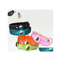 Dog Collars Leashes Pet Tracker Loop Holder Cases Gps Locator Airtag Protective Luxury Nylon Cat Collar For Finder Antilost Locati Dh3Nw