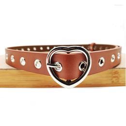 Belts Heart Shaped Ladies Belt Faux Leather Pin Buckle Metal Round Narrow Wide Female Wild Decorative Corns Style