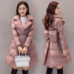 Women's Trench Coats Bowknot Skirt Hem Down Padded Jacket Women Mid-Length Korean Version 2023 Princess Tutu Winter Overcoat Female L86