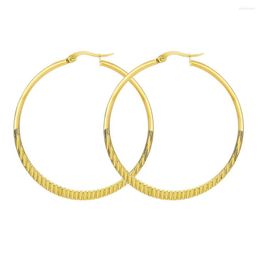 Hoop Earrings FIREBROS Trends Boho Round 50mm Big Women Titanium Stainless Steel Earring Gold Silver Color Wholesale