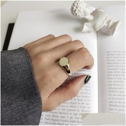 Silver 925 Sterling Sier Jewellery Round Open Statement Rings For Women Anillos Mujer 18K Gold Colour Wedding Gifts Fashion Adjustable Dh5Xy