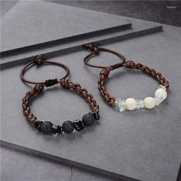 Charm Bracelets Natural Stone Stretch Bracelet Lava Matte Beaded Handmade Men Women Prayer Fitness Crystal Jewellery Gifts B444