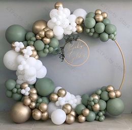 Other Decorative Stickers 137pcs Retro Green White Balloon Garland Arch Wedding Decoration Gold Latex Air Balloons Pack Baby Shower Birthday Party Decor 230110
