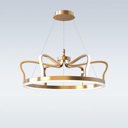 Chandeliers 68W 92W Gold LED Chandelier Lighting For Bedroom Kids Living Room Luxury Hanging Lamp Modern Nordic Crown Creative