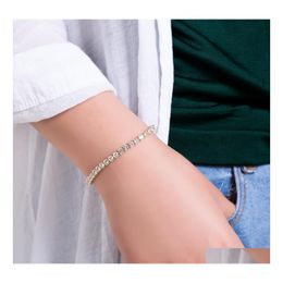 Charm Bracelets Lady Girl Sier Infinity Endless Love Symbol Bracelet Jewellery Gift With Shiny Crystal Bangle For Friendship / Sister Dhnck