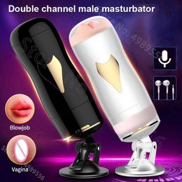 Beauty Items Blowjob For Men sexytoy Cup Electric Dual Holes Masturbators Anal sexy Real Vagina Pussy Hand-freely Sucker Man