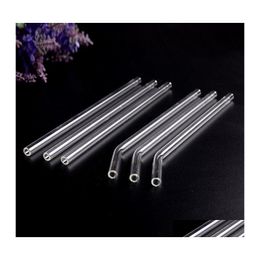 Drinking Straws 3Pcs Straight Add3Pcs Bent Glass Sts Set With Cleaning Brush And Box Package St For Juices Drop Delivery Home Garden Dhgxz