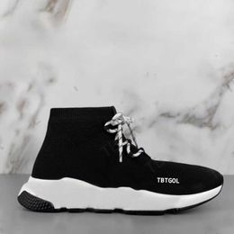 2023 Men Women Fly Knit Socks Speeds Running Shoe Platform Sneakers Mens Runner Triple Black White Sock Shoes Casual Sports Shoes With Box EU36-46 NO17A