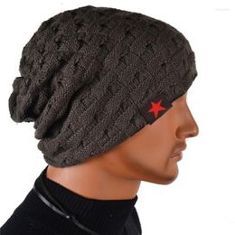 Berets YSDNCHI Winter Skullies For Men Women Warm Fashion Skull Chunky Knit Beanie Reversible Baggy Snow Cap Star Unisex Hat
