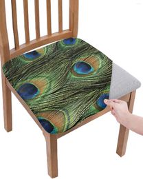 Chair Covers Green Animal Peacock Feather Seat Cushion Stretch Dining Cover Slipcovers For Home El Banquet Living Room