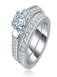 Anello di fidanzamento diamante sintetico Fast Sona Sona semi monte 18K White Wedding Diamond Anello a doppio strato Combinazione 7785737