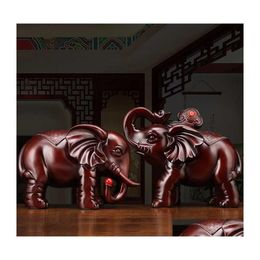 Arts And Crafts Factory Outlet Zhaocai Nafu Elephant Ornaments A Pair Of Chinese Living Room Porch Tv Cabinet Office Desktop Decorat Dhtv2