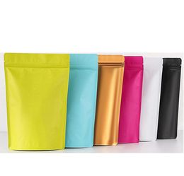 Aluminium Foil Stand Up Zip Lock Packaging Bags Matte Storage Pouches with Tear Notch Coffee Bag Recloseable 12x20x4cm