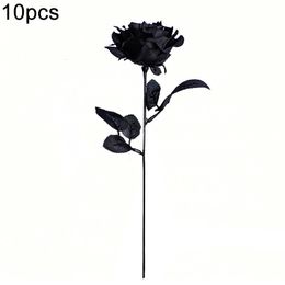 Decorative Objects Figurines 10pcs 41cm Black Rose Artificial Flowers Silk Home Decor Aesthetic Wedding Flores Artificiales Dried Bouquet Wholesale 230110