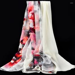 Scarves Ladies Large Size Natural Silk Scarf Luxury 2023 Shawls And Wraps For Print Bandana Long Wrap Real