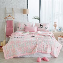 Comforters & Sets Summer Quilt Washed Cotton Throw Blanket Soft Bedspread Pink Cute Comforter Bed Cover For Girls