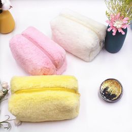 Cosmetic Bags Soft Plush Fluffy Bag Portable Sweet Women Makeup Pouch Girls Candy Colour Travel Make Up Organiser Case