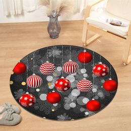 Carpets Christmas Pattern Round Carpet Living Room Decoration Rug Computer Chair Cushion 3D Kids Bedroom Floor Bedside Mat