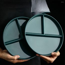 Plates Round Plastic Compartment Plate 3-Grid For Lunch Salad Fruit Eco-friendly Serving Dishes Children Dinnerware