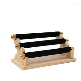 Jewellery Pouches 3-Tier Wooden Display Stand Ring Holder T-Bar Showcase And Organiser Black